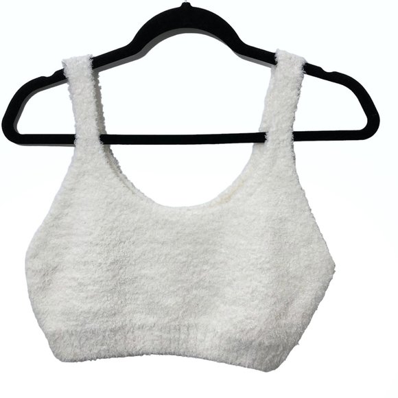 Colsie Solid White Fuzzy Sleeveless Cropped Tank Top Large - Picture 1 of 5